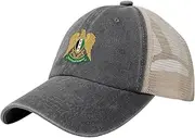 [Generic] National Emblem of Syria Cowboy Mesh Baseball Cap for Syrians Man Woman Outdoor Adjustable Denim Hat