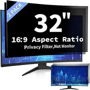 32 Inch Computer Privacy Screen Filter for 16:9 Widescreen Computer Monitor Computer Screen Protector Computer Screen Privacy Shield Anti Glare and Blue Light (2-Pack)