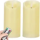Flameless Flickering Battery Operated Candles 2Pack Real Wax Pillar LED Candles