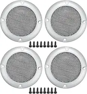 X AUTOHAUX Universal 2" Car Speaker Grills Cover Mesh Round 2 Inch Audio Speaker Subwoofer Guard Protector Case with Screws Iron Silver Tone Black - Pack of 4
