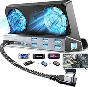 Dual Cooling Fans 12 in 1 Steam Deck Docking Station with HDMI 2.0,6 USB Ports,1000Mbps,USB-C 100W PD,40Gbps Adapter for Steam Deck/Rog Ally/Switch/Legion Go