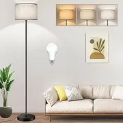 YueME Floor Lamps for Living Room - 3 Color Temp (3000/4000/5000K) Standing Lamp with 9W Bulb, Reading Floor Lamp with Lampshade, Modern Tall Light for Living Room, Bedroom & Office