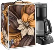 Jndtueit Blooming Flower Coffee Maker Cover, Abstract Floral Fingerprint Protection/Washable Machine Cover for Home Appliances