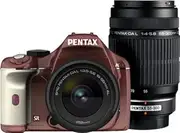 PENTAX Digital SLR Camera K-x Double Zoom Kit, Metal Brown/White 087