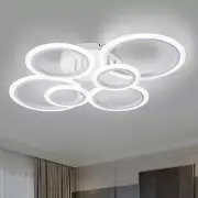 Modern LED Flush Mount Ceiling Light, 6 Rings White Close to Ceiling Light, Ligh