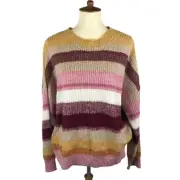 SANCTUARY Womens Sweater Size XXL Striped Pullover Wool Blend Colorblock