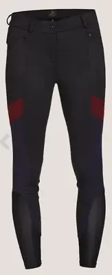 Arista Chevron Full Seat Breech-Caviar Black/Garnet Red-L