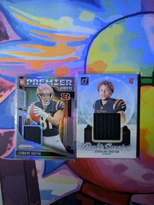 Jermaine Burton 2024 Panini 2 Card Memorabilia Patch Football Lot (RC, Mem)