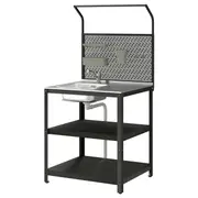 GRILLSKÄR sink unit w back panel, stainless steel/outdoor, 86x61x176 cm