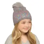 Girls Bertie & Bo Sequin Hat With Fur Pom Pom GL1020