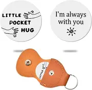 [YALLNASL] Pocket Hug Keychain Long Distance Relationship Gifts for Men Women I'm Always with You Keychain Gifts for Him Her Christmas Birthday Gifts for Sons Graduation Gifts with PU Leather Keychain