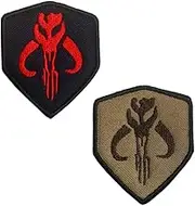 Zcketo 2 Pcs Military Tactical Patches for Movie The Bounty Hunters Skull Shield Hook and Loop Fasteners Embroidery Funny Morale Emblem Tags for Backpack Bag Cap Vest Collect Patch(Shield)