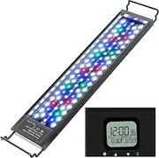 HiTauing Aquarium Lights, 48W Fish Tank Led Light with LCD Display & 7 Colors Full Full Spectrum Light & Adjustable Sunrise, Sunset Functions, IP68 Water-Resistant Aquarium Light for 30in Fish Tank.