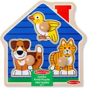 Melissa & Doug House Pets Knob Puzzle 3pc Kids/Childrens Interactive Toy 12m+