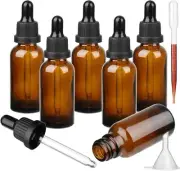 Amber Glass Bottle with Glass Pipette 6 X 30ml Dropper Bottles Refillable