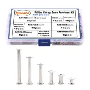 SpzcdZa 120pcs Binding Screws Posts Phillips Chicago Screw Assortment Kit for...