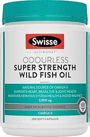 Swisse Ultiboost Odourless Super Strength Wild Fish Oil 200 Capsules