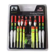 15 Pcs Sea Fishing Floats Set Vertical Buoy Bobber Assorted Size Fish Accessory