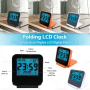LCD Backlit Folding Travel Clock Date Temperature Display Digital Alarm Clock