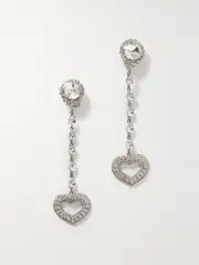 [Alessandra Rich] Alessandra Rich - Silver-tone Crystal Clip Earrings - One size One size Silver
