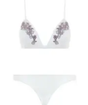 Zimmermann Paradiso Bonded Motif Bikini Set |White Flower Applique Triangle Top