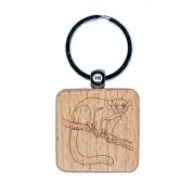 Kinkajou Honey Bear Engraved Wood Square Keychain Tag Charm