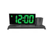 Simple LED Multifunctional Pen Holder Alarm Clock Digital Display Screen Dimming-Green