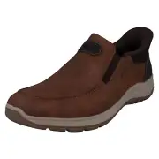 Mens Rieker Ready2Go Slip On Wide Fit Waxy Leather Casual Shoes: 03655