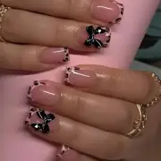 Press on Nails Extra Short Square Leopard Print French Fake Nails Design C4