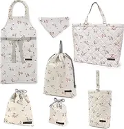 COLORFUL CANDY STYLE NT607600 Kindergarten Entrance School Entrance 6-Piece Set, Lesson Bag, Quilting (with Gusset), Shoe Case, Drawstring Bag, Gymnastics Clothing Bag, Lunch Bag, Cup Bag, Small