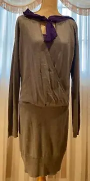 PATRIZIA PEPE FABULOUS COTTON/WOOL BLEND ELEGANT DRESS/TUNIC, COMBINATION OF GRA