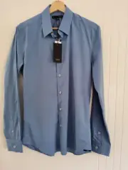 SABA MENS CHARLIE STRETCH COTTON BLUE SHIRT SIZE SS