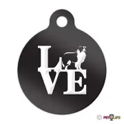 Love Border Collie Engraved Keychain Round Tag w/tab park sheep dog Many Colors