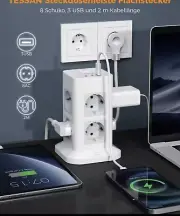flat plug extension cords Vertical Towel Power With Multi outlet, USB Ports