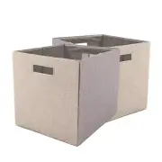 Better Homes & Garden 12.75" Fabric Cube Storage Bins, Tan, 2 Pack NEW