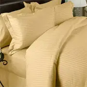 1200 Thread Count 100% Egyptian Cotton 1200 TC PILLOW CASE Set KING Gold Stripe