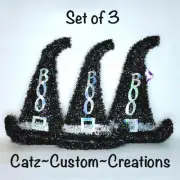 Set/3 Halloween Tinsel Witch Hat Frame Wall Door DIY 15.5 Craft Wreath Santa Elf