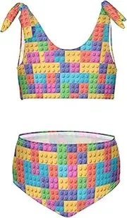 [Caihoyu] Girls Swimsuit Bikini Set 2 Piecing Swimsuit Cute Toddler Swim Suits for Girls with Adjustable Strap