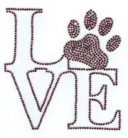 Dog Cat Love Paw Glass Rhinestone DesignBling Hot Fix Iron On Transfer Motif