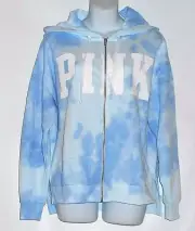 Victoria's Secret Pink Tie Dye Full Zip Slouchy Hoodie Blue Cloud XS NWT VS