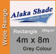 Extra Heavy Duty Shade Sail Gray Rectangle 4x8m, 4m x 8m, 4 by 8m, 4 x 8m 4mx8m