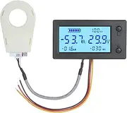Daseeme DC 5V~90V Digital Voltmeter Ammeter Gauge Battery Capacity Electric Energy 5-in-1 Voltage Amp Power Watt-Hour Meter LCD Display Coulometer with Hall Sensor for Solar Panel System Trave
