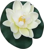 7 Inch A ficial Floating Lotus Flowers Water Ponds Foam Lotus Leaf Fake Lily Pad Floating Pool Home Pond Fish Tank Decoration Plants White