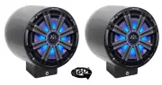 (2) kicker KM8 8" LED 360° Swivel Black Aluminum Surface Mount Boat Speakers