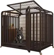 Extra Strong Dog Cage, with Doors & Locks Design Included Lockable Wheels Removable Tray, for Small Medium Large Dogs, Bite Proof, Anti Escape(Size:XXL(110X72X95cm),Color:A)