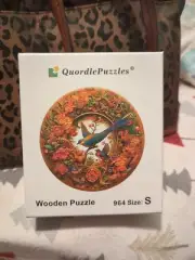 Beautiful Round Wood Jigsaw Puzzle; Bird & Bloom by Quordle Puzzles; 190 Pieces
