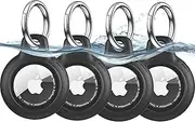 [MOLOSLEEVE] 4 Pack Waterproof for Apple for Airtag Holder, for Air Tag Case with Keychain, Hard PC+TPU Shockproof and Scratch-Resistant for Airtags Case(Black)
