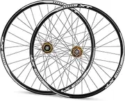 Mountain Bike Wheels 26Inch, Aluminum Alloy Rim 32H Disc Brake MTB Wheelset, Quick Release Front Rear Wheels Black Bike Wheels, Fit 8-11 Speed Cassette Bicycle Wheelset