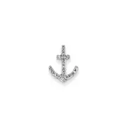 14k White Gold Real Diamond Anchor Chain Slide Pendant