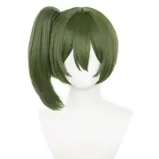 Short Dark Green Ponytails Cosplay Wig Costume Halloween Wigs for Women Girls
